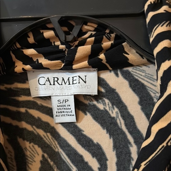 Carmen Marc Valvo Zebra Print Top - Picture 2 of 7
